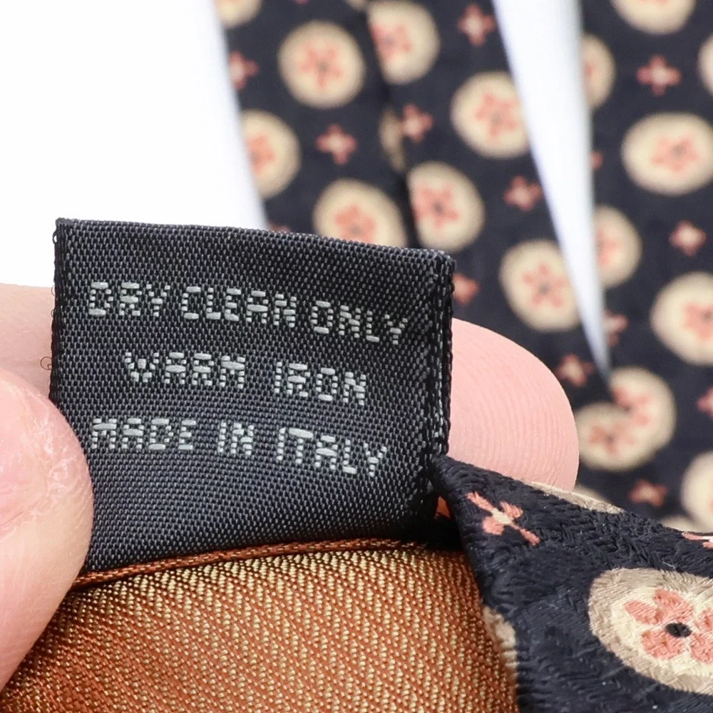 Ermenegildo Zegna Tie Mens Geometric Floral Silk OS Black Gold Italy